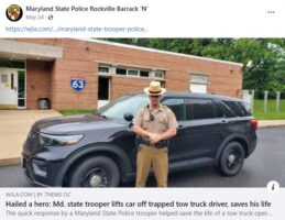 Maryland State Trooper Rescues Tow Truck Driver
