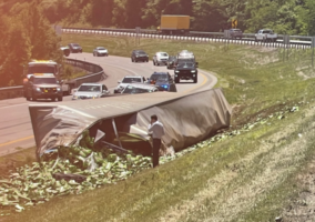 Mountain Dew spills all over I-79