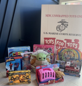 Toys donated by TXTA Chairman John Prewitt to the collection box