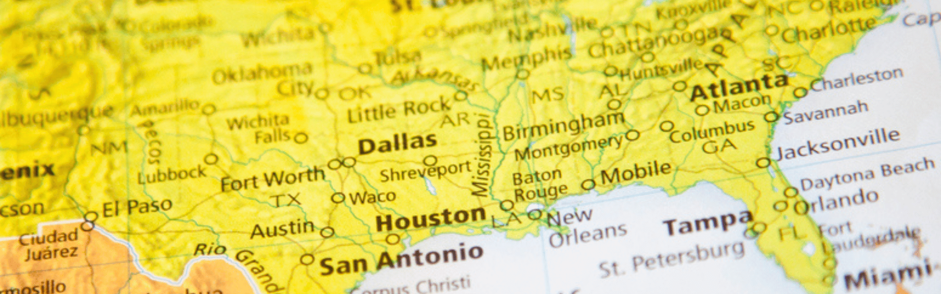 Map of the southeastern united states