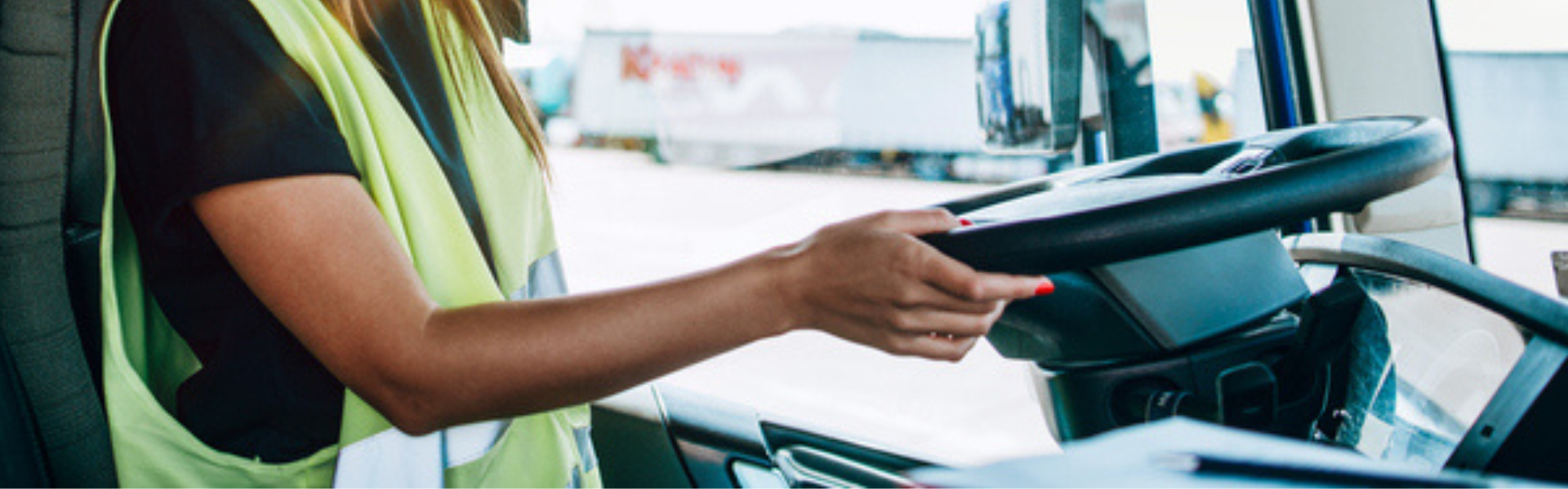 woman driving semi truck
