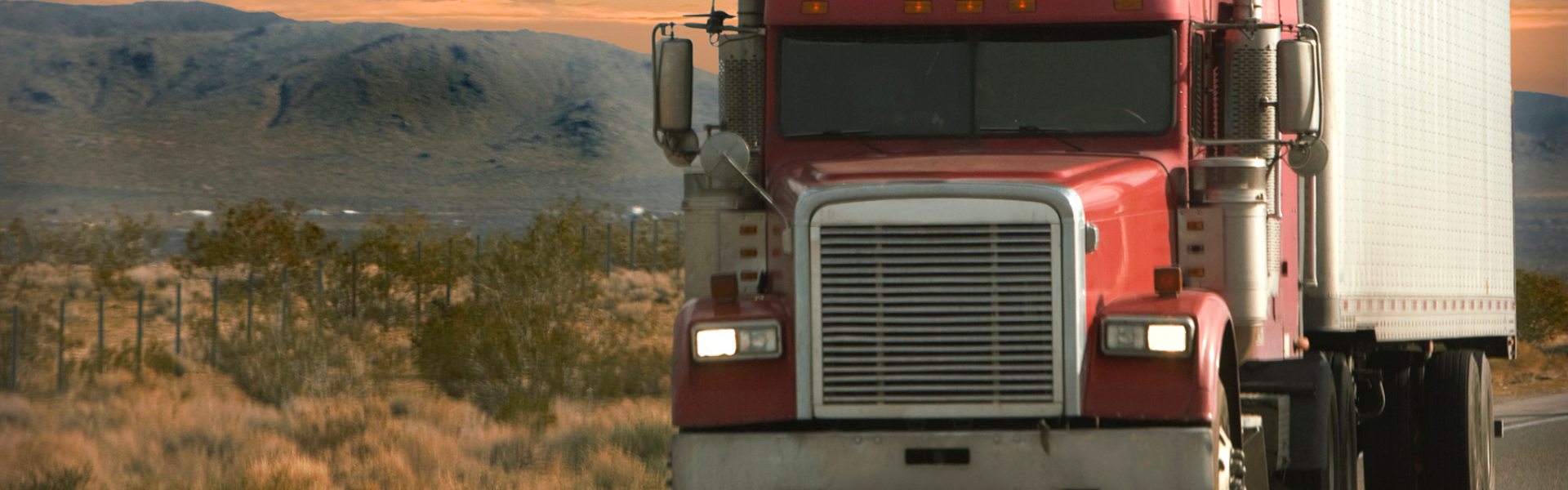 Semi truck on desert highway
