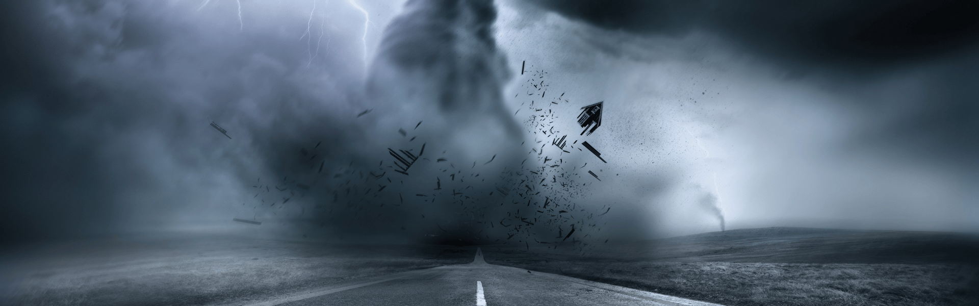 tornado touching down on highway