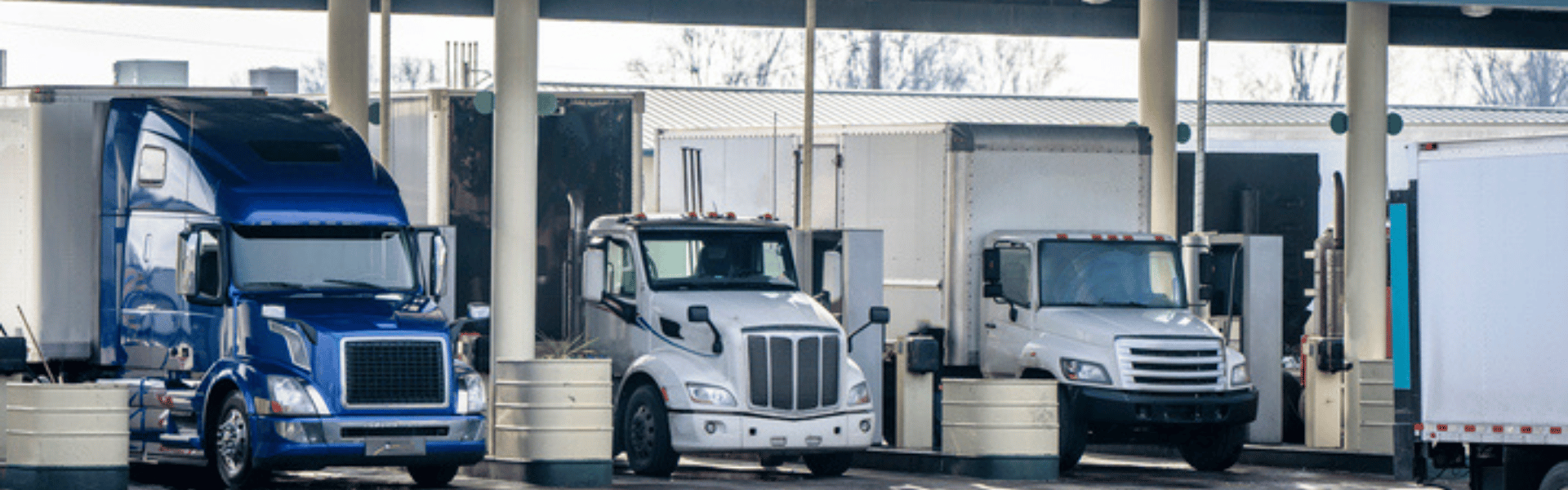 Trucks parked at a truck stop