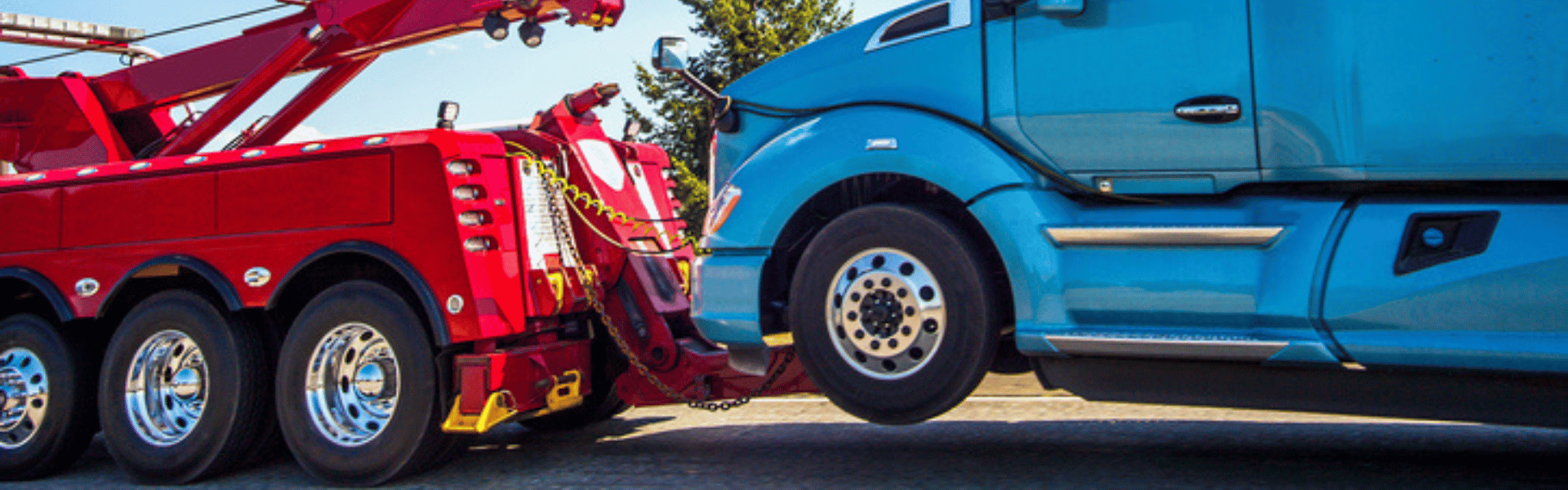semi truck being towed