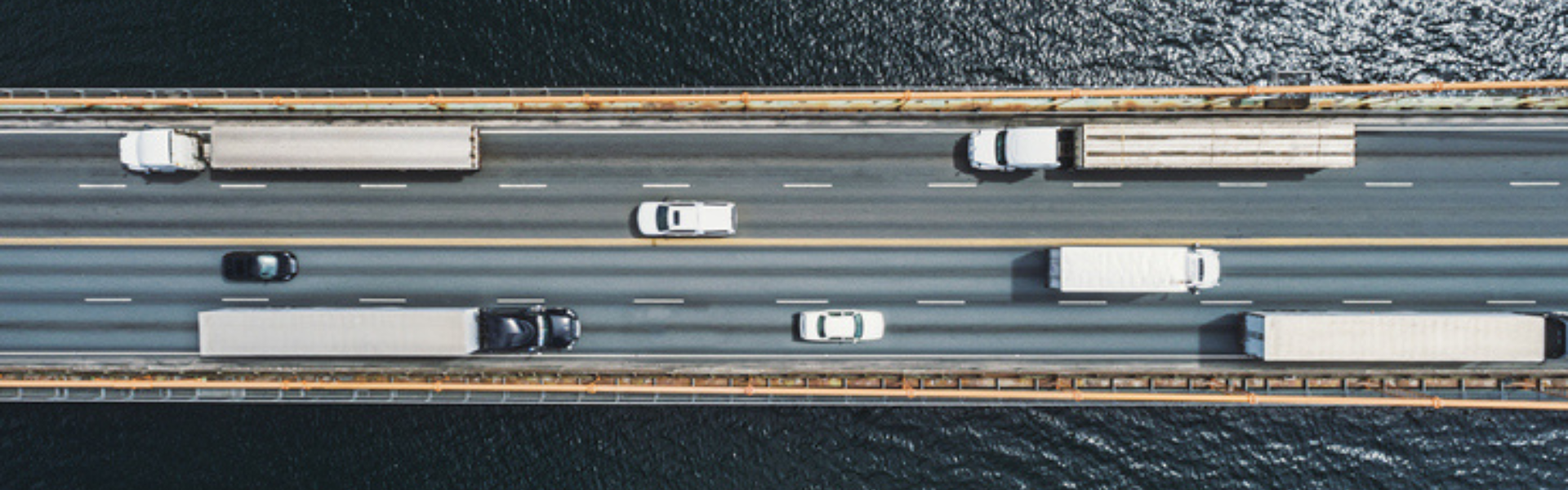 cars and trucks on bridge over water