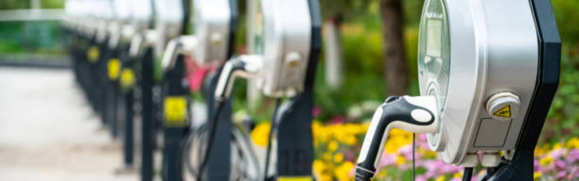 Line of electric vehicle chargers