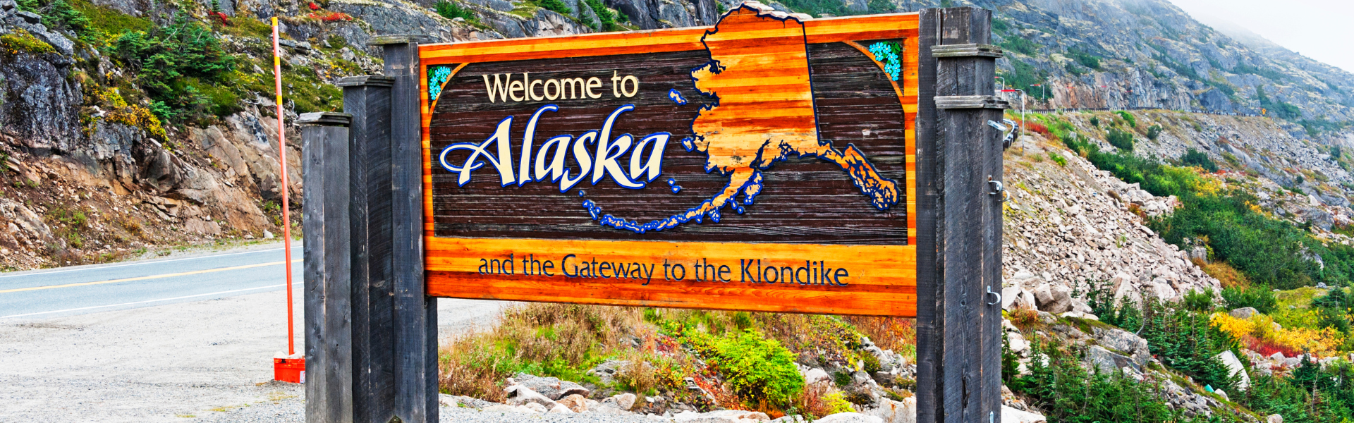 Welcome to Alaska road sign