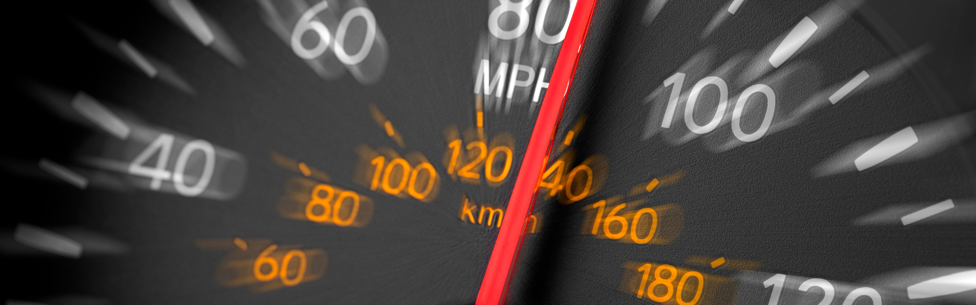 blurred speedometer at over 80mph