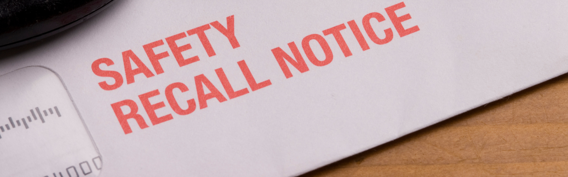Envelope stamped with safety recall notice