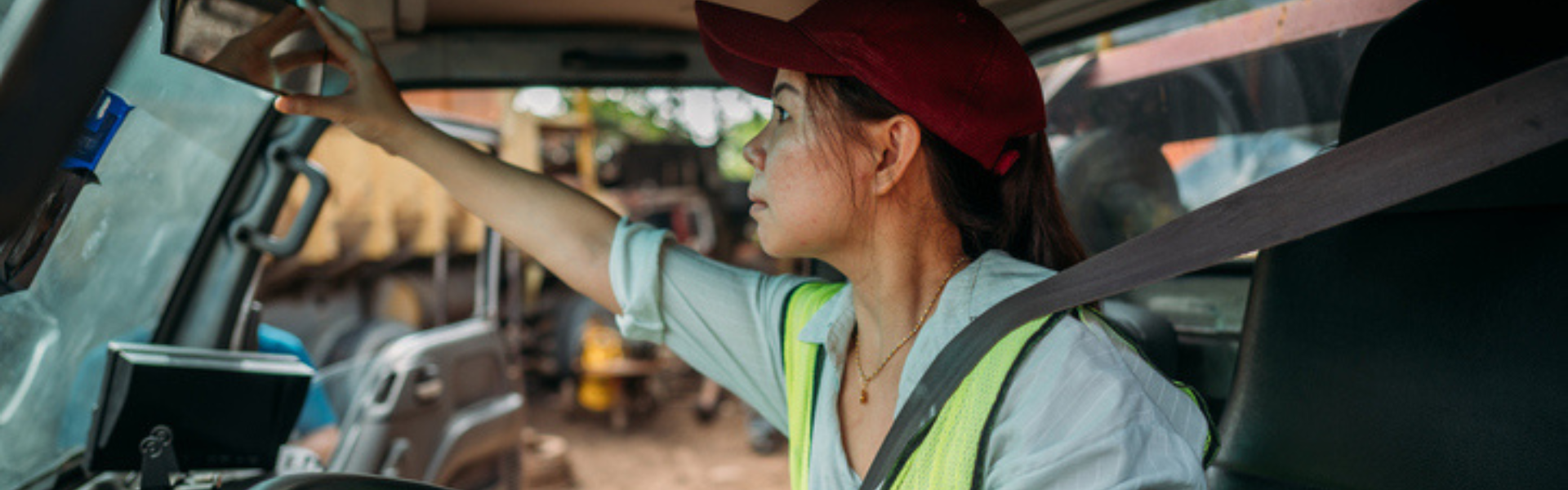 Woman driving semi truck