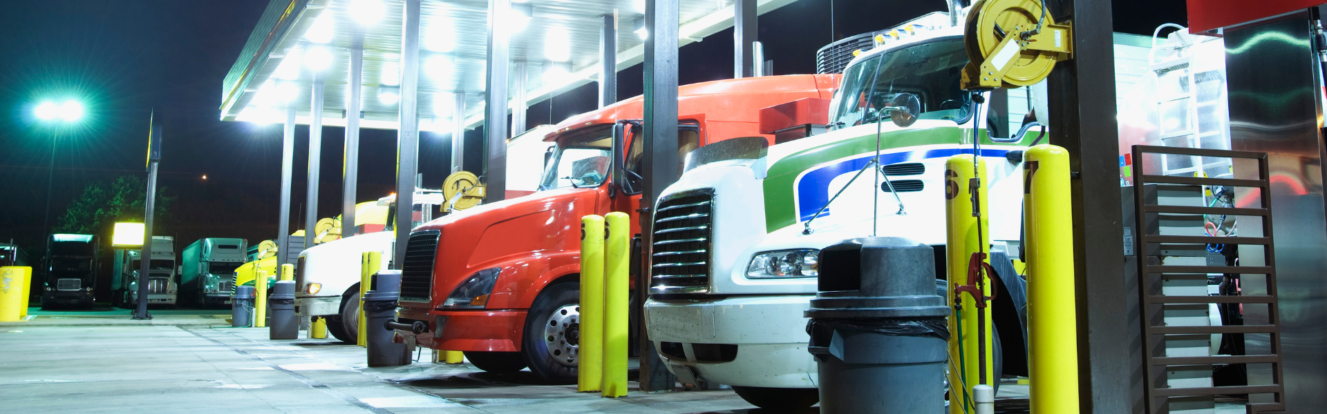 trucks parked at a truck stop