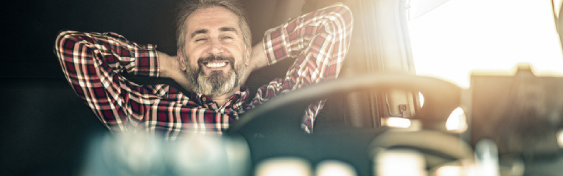 trucker relaxing in cab