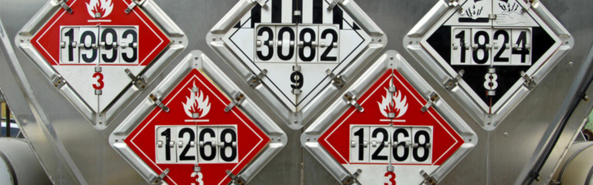 Hazmat signage on back of tanker truck