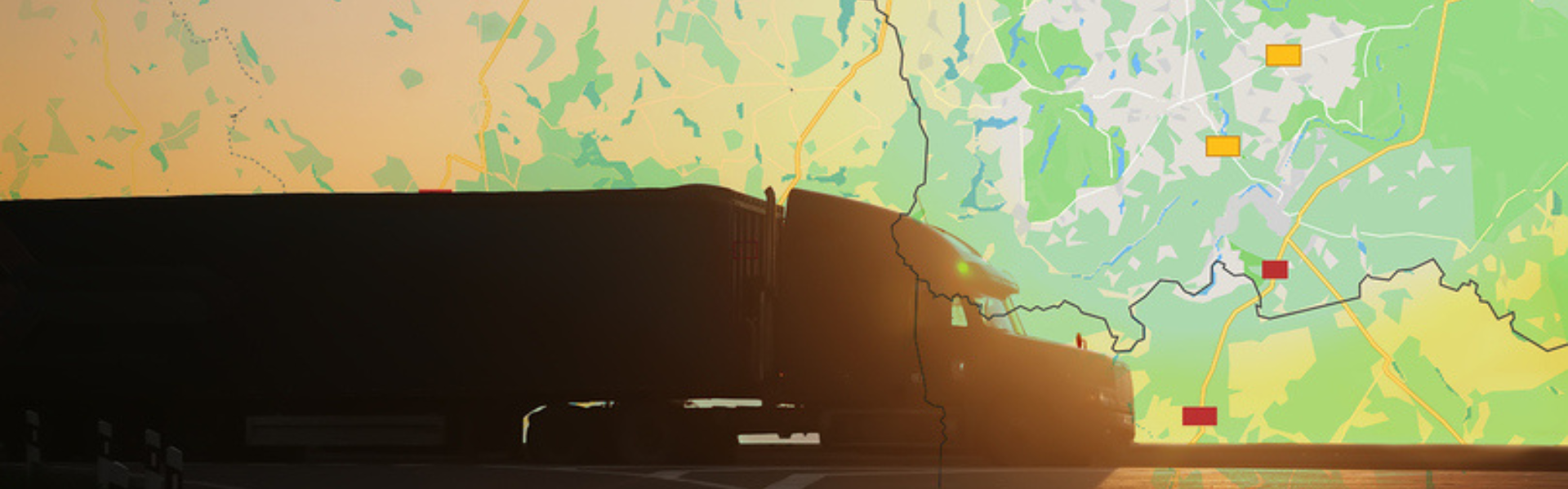 semi truck silhouette with gps background