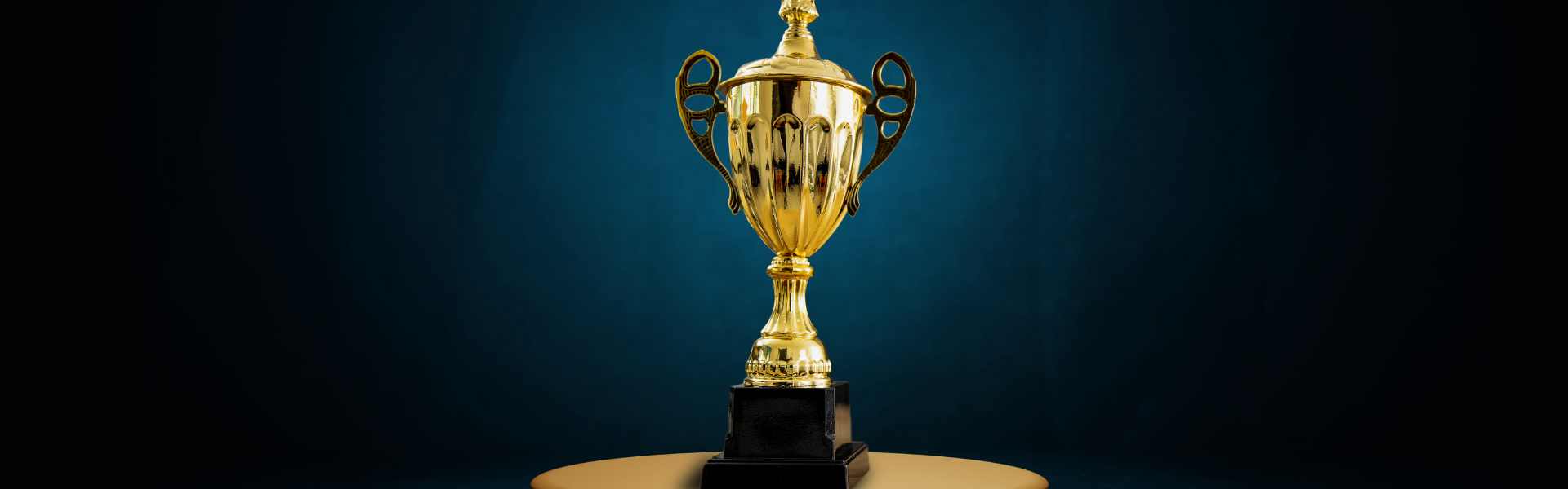 trophy on blue background
