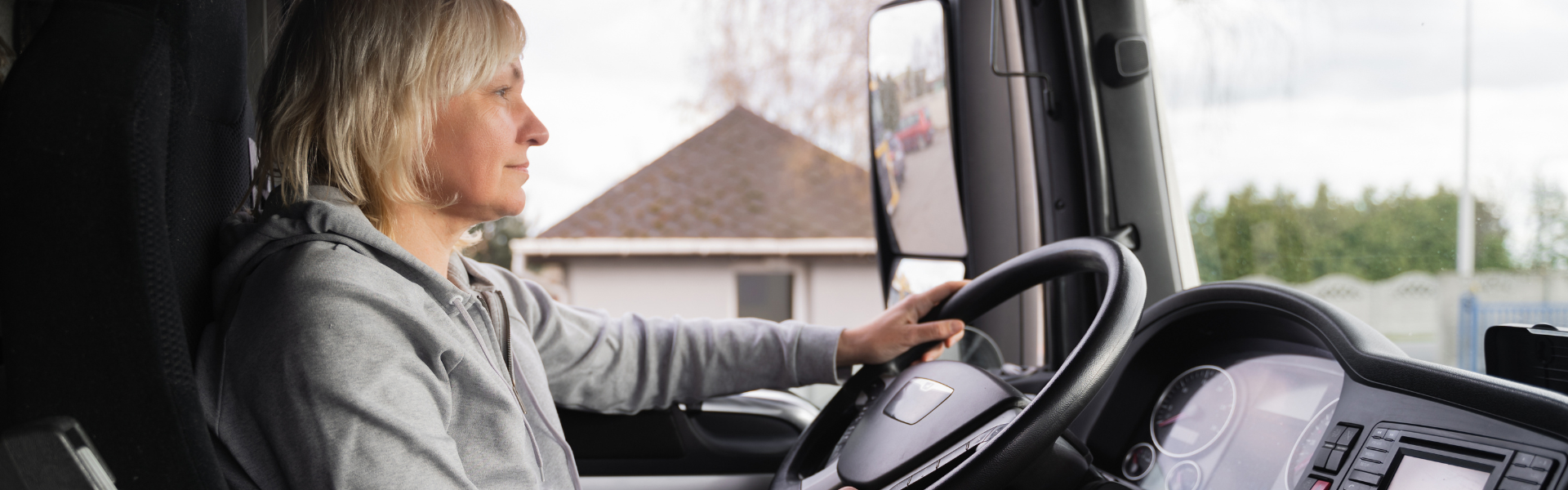 woman driving semi truck