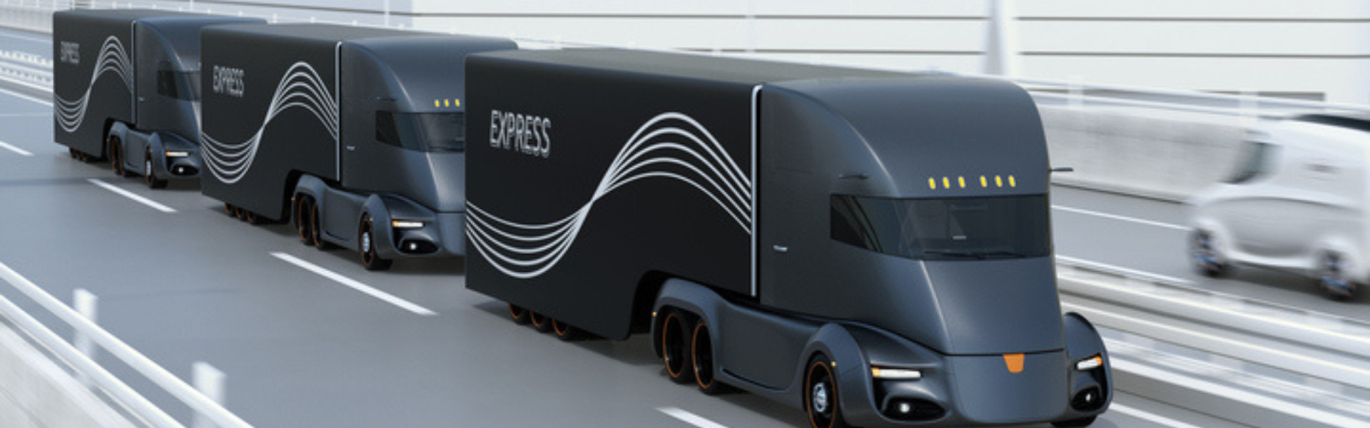 rendering of self driving semi trucks