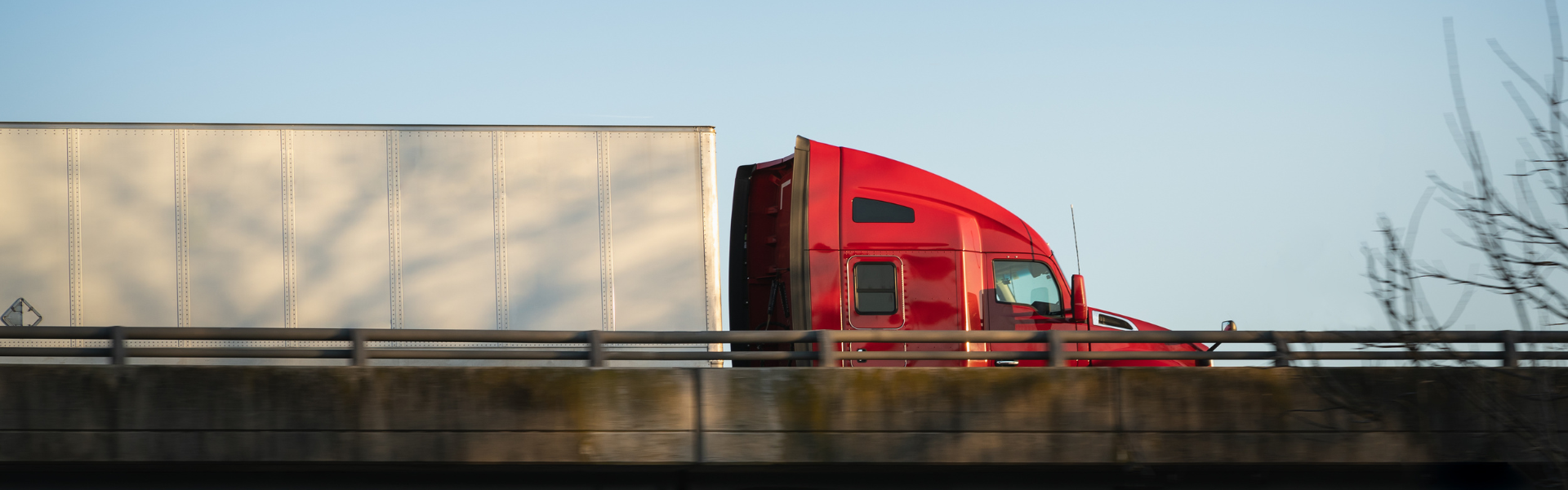 semi truck on bridge