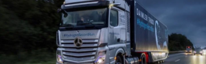 A Mercedes GenH2 hydrogen fuel cell truck logged 1,047 km on an overnight drive to Berlin, Germany on September 25th.