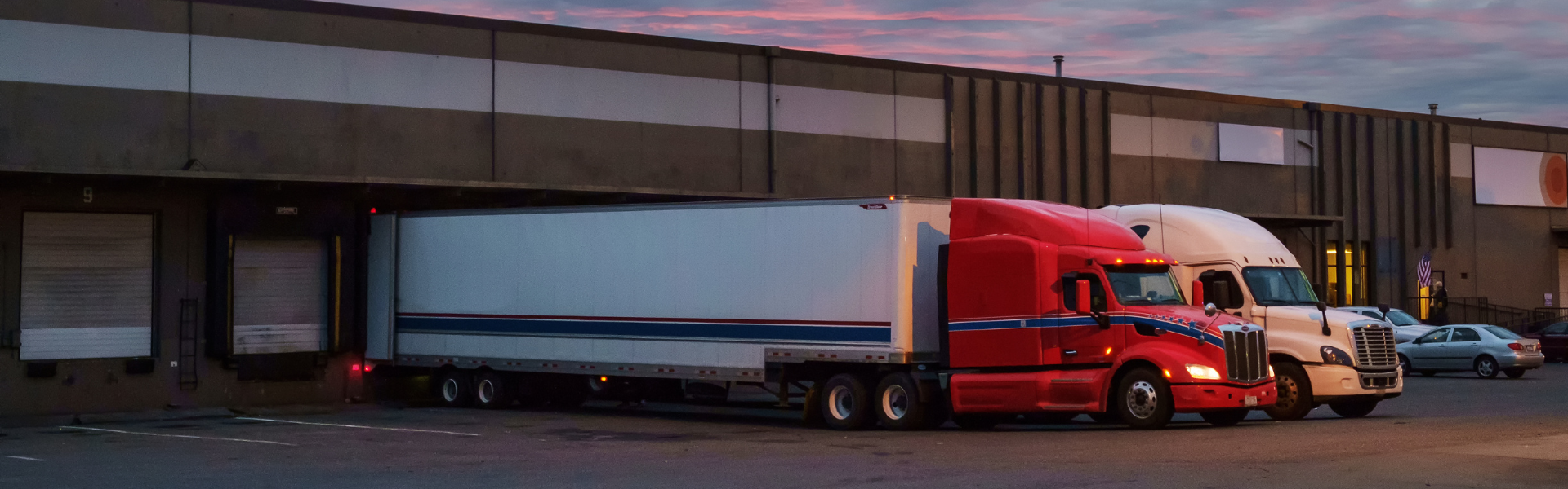 semi trucks at loading docks