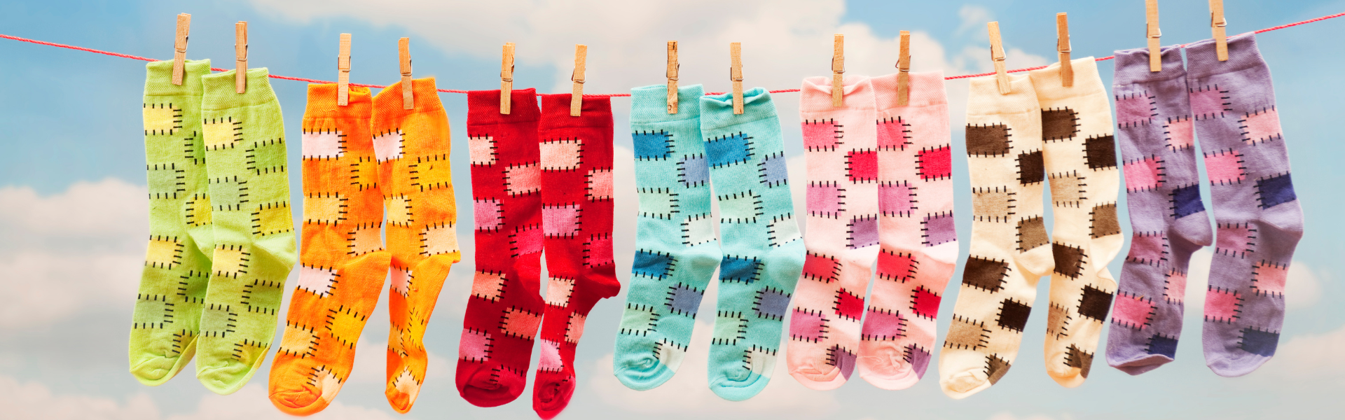 socks hanging on line