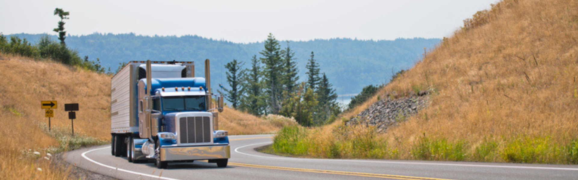 semi on scenic highway