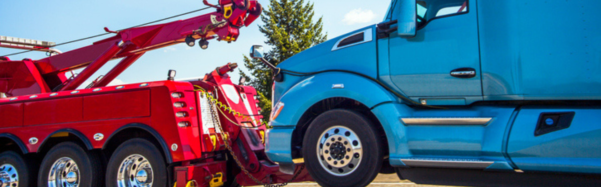 semi truck being towed
