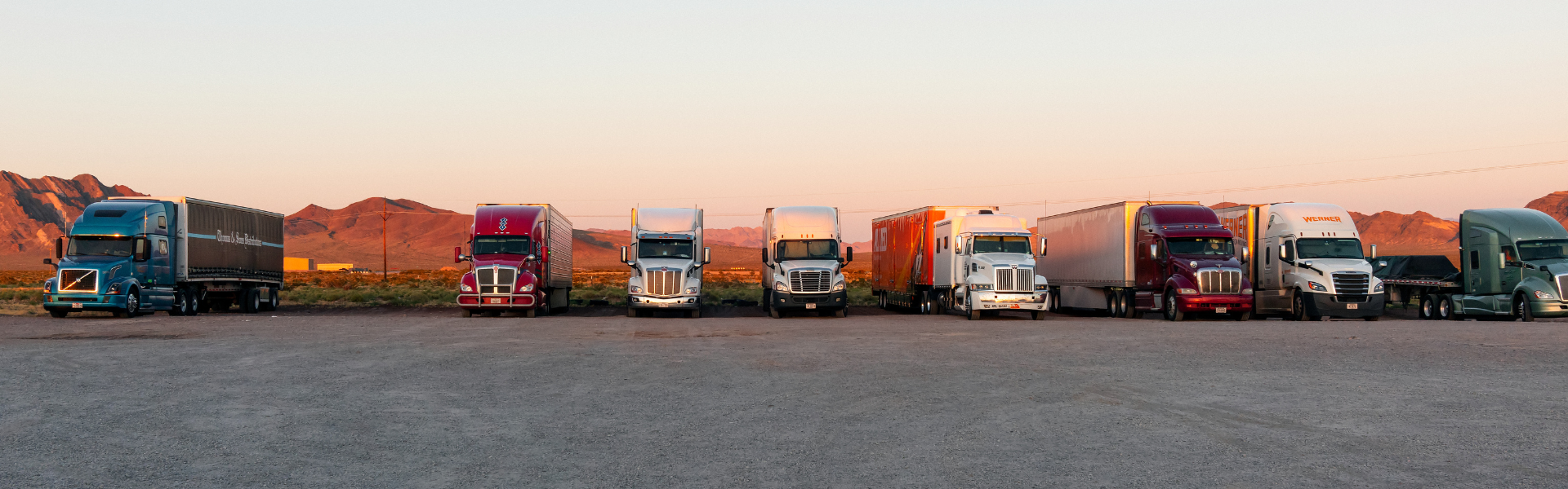 trucks parked at remote truck stop