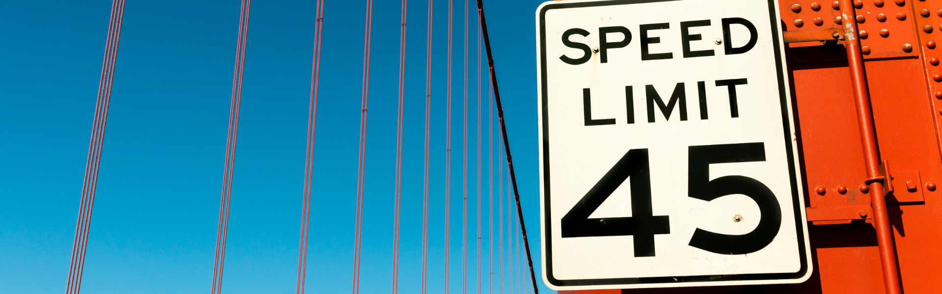 Speed limit 45mph sign on bridge