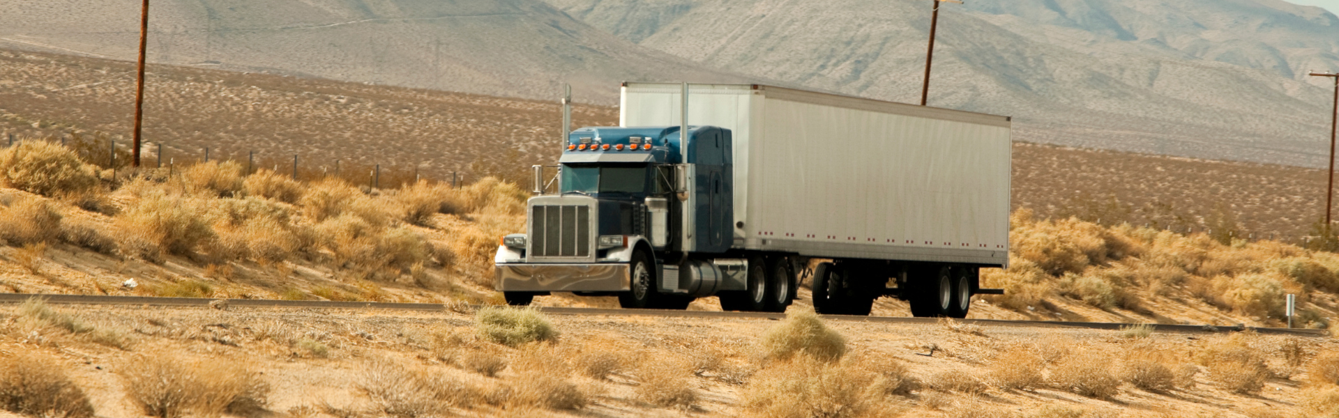 semi truck on dessert road