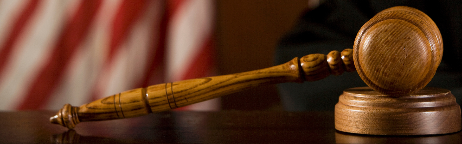 gavel with american flag in background