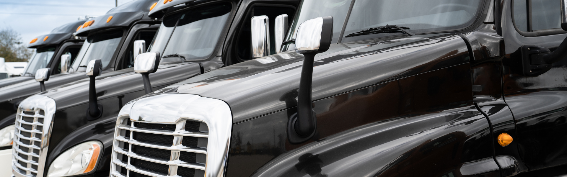 parked black semi trucks