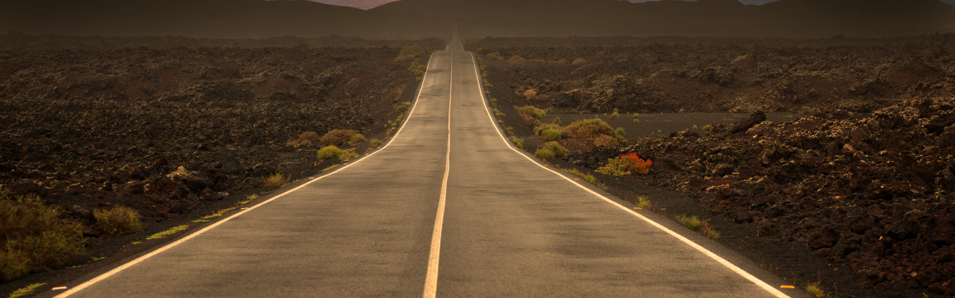 empty highway at sunset