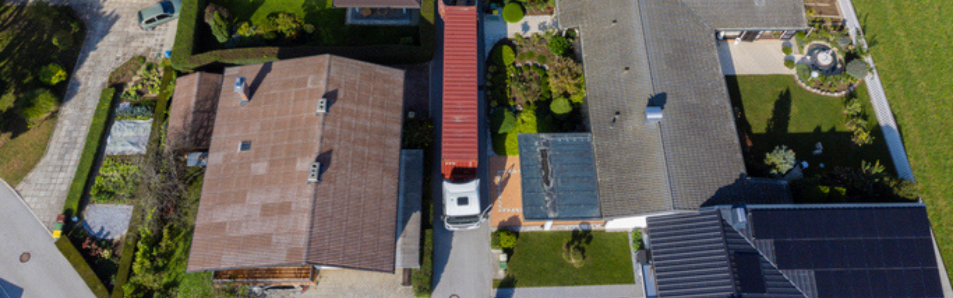 semi truck parked in residential neighborhood