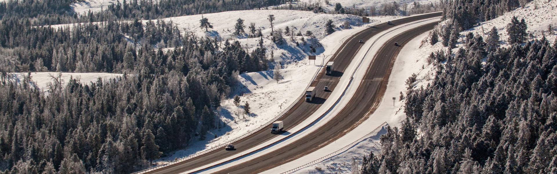 winter interstate with semi trucks