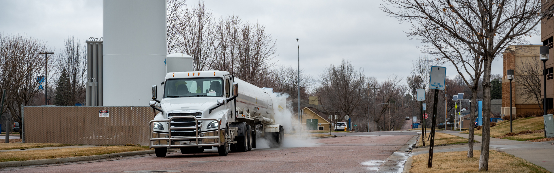 white semi truck on road