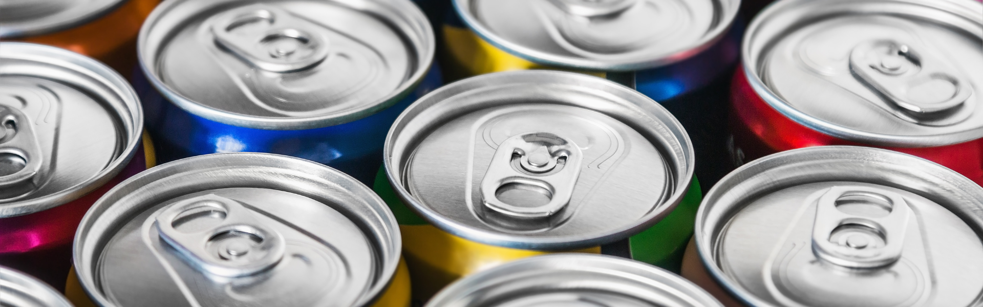 several cans in multiple colors looking down from the top