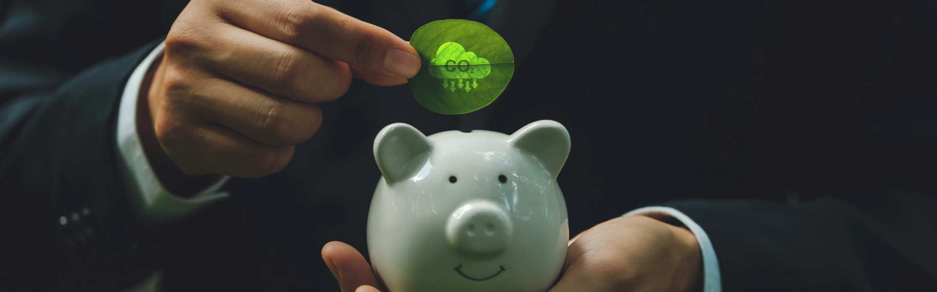 piggy bank being filled with carbon emissions