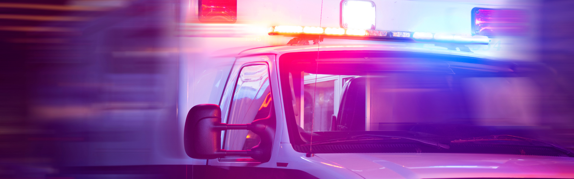 ambulance with lights on