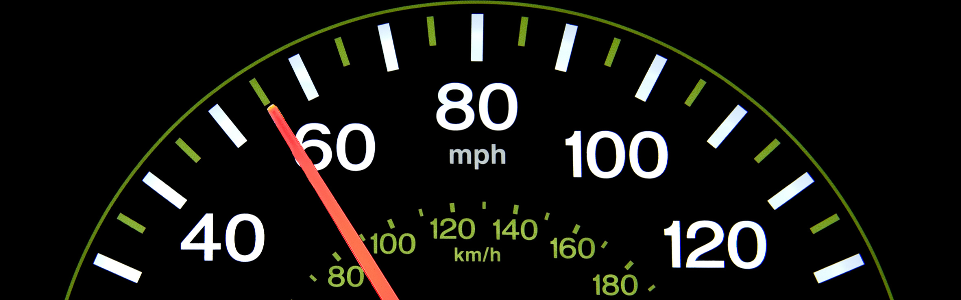 speedometer with needle pointing to 55mph