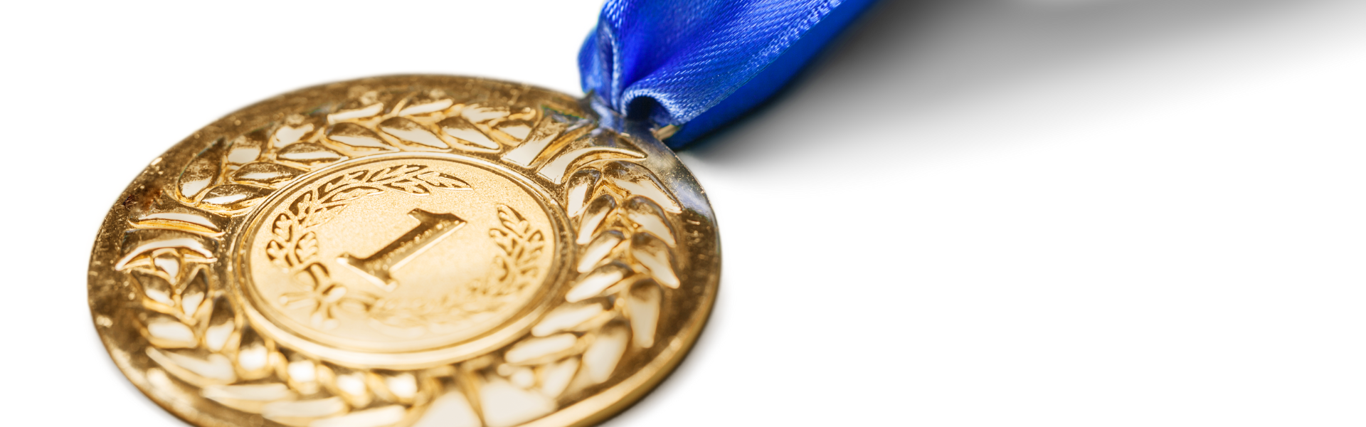 1st place medal with blue ribbon