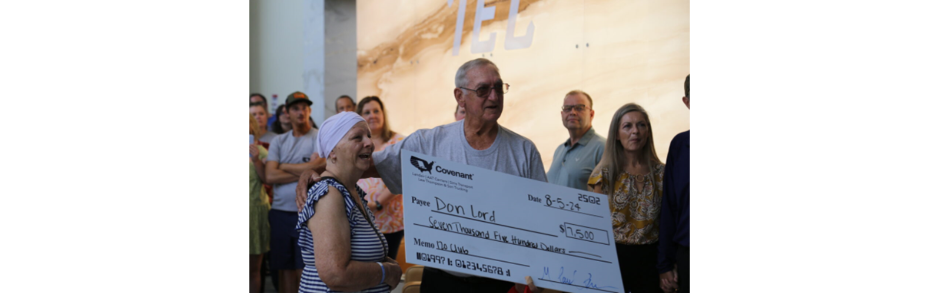 Don Lord, truck driver with covenant logistics accepting check in celebration of 3 million accident-free miles