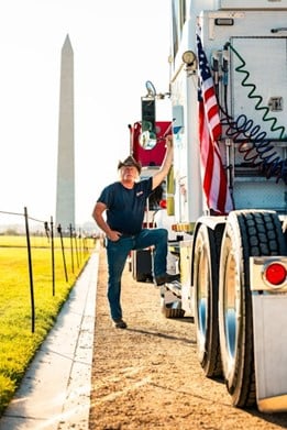 Dave Mitchell and his 1995 Western Star parked with other trucks along both sides of the national mall at the 10-4 event in 2023