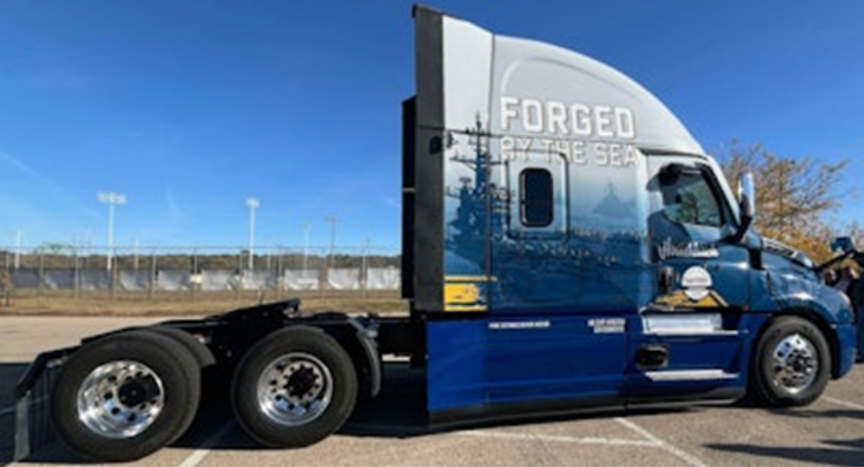 Hirschbach Motor Lines has taken another step in honoring military veterans with the introduction of its newest themed truck, dedicated specifically to Navy service members.