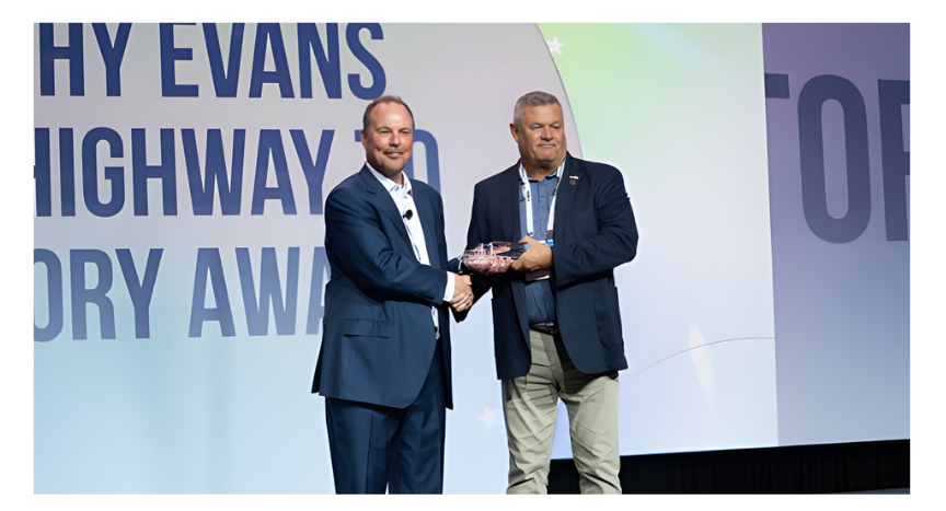 Jim Utley of Bennett Family of Companies earns the 2025 ATA Cathy Evans Highway to Victory Award for his leadership and advocacy for truck drivers and the transportation industry.