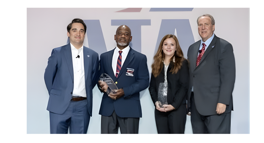 Antoine Sadler of Walmart Transportation and the Trucking Association of New York received the 2025 Mike Russell Trucking Image Award from the ATA for safety, professionalism, and community impact.