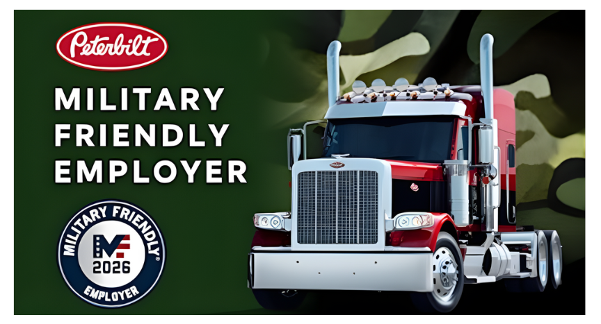 Peterbilt has been named a 2026 Military Friendly Employer, recognizing its commitment to recruiting, developing, and supporting veterans, active-duty service members, and military families.