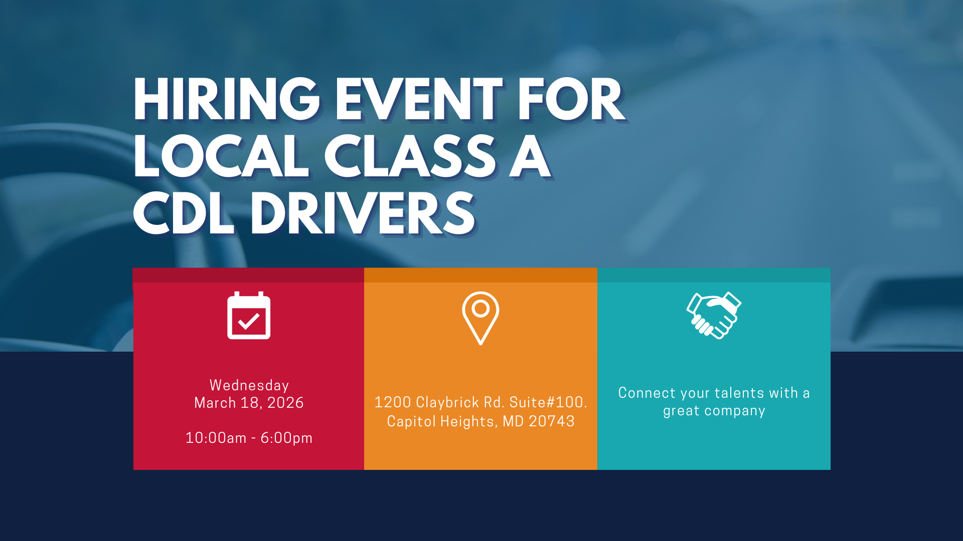 local cdl drivers job fair hiring event washington d.c. capitol heights md