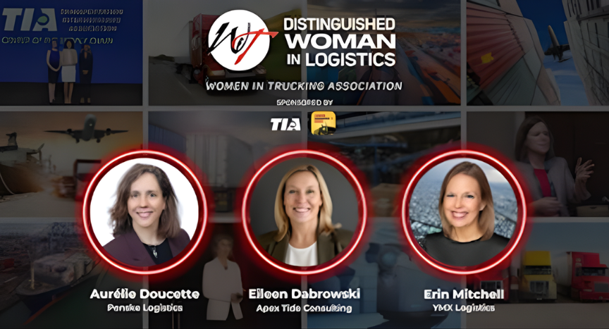 The Women In Trucking Association revealed the three finalists for the 2026 Distinguished Woman in Logistics Award. Learn about Eileen Dabrowski, Aurélie Doucette, and Erin Mitchell and their impact on the logistics and transportation industry.